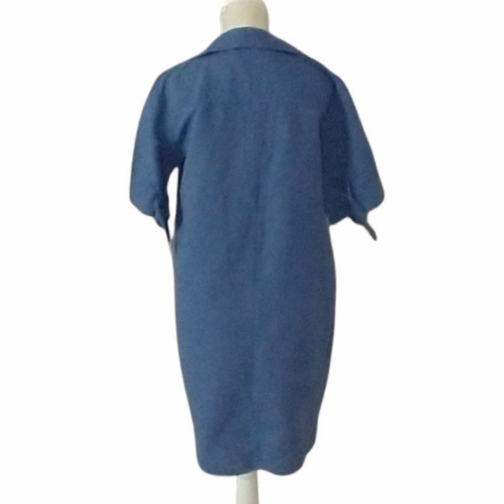 Zara Basics Blue Linen Blend Shirt Dress - Picture 6 of 7